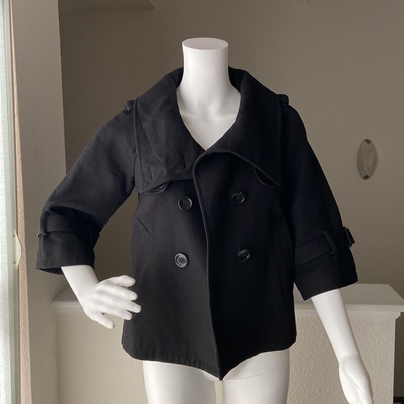 EUC LOFT Black Pea Coat Cropped Size XS - Picture 11 of 11